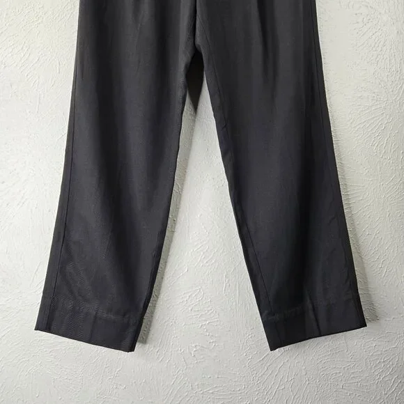 Everlane Dress Pants 10 Black Minimalist Straight Relaxed High Waisted Trousers - Picture 5 of 12